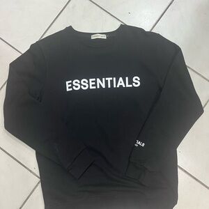 Essentials Black Hoodie with White Logo